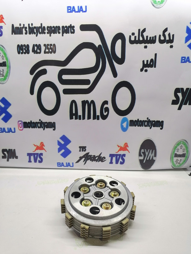 مجموعه کامل چهار شاخ کلاچ (دیسک زیر و رو) و صفحه کلاچ موتور بنلی 180S و 150 فابریک