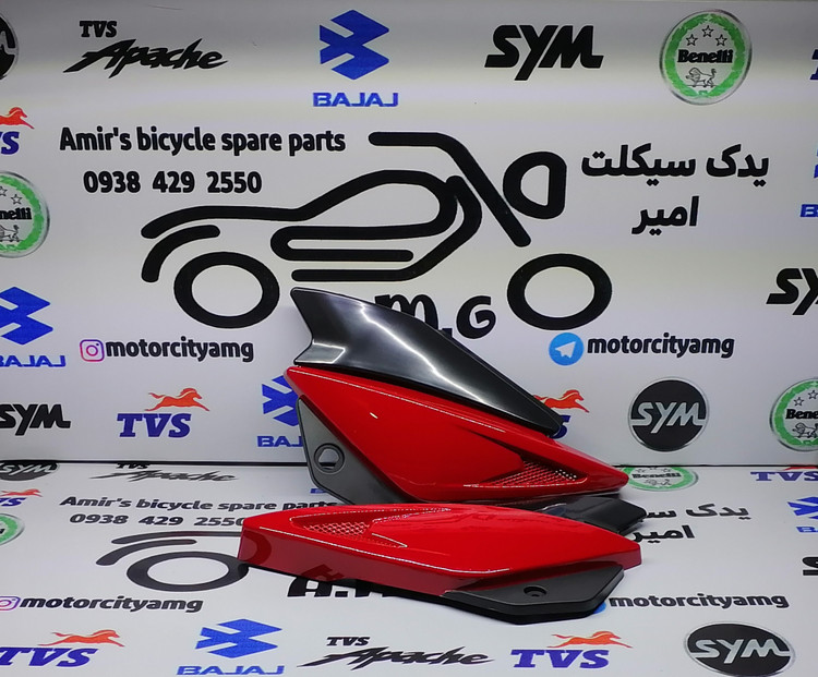 اصلی) قاب بغل موتور سیکلت پالس 135 LS رنگ قرمز فابریک (جفتی)