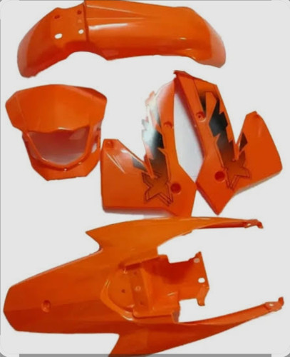 فلاپ کامل (قاب بدنه) موتور تریل فلات 200/250 طرح KTM در رنگهای نارنجی، سفید، زرد، قرمز و مشکی