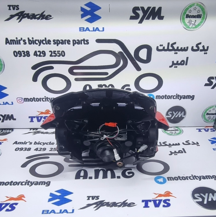 چراغ جلو کامل (بلوری)(کله چراغ)آپاچی۱۵۰.۱۶۰.۱۸۰ قرمز