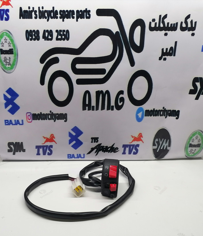 قلوه سوییچ استارت سمت راست بنلی ۳۰۰ دو سیلندر ریس، مدل چراغدار اصلی، رنگ مشکی فابریک