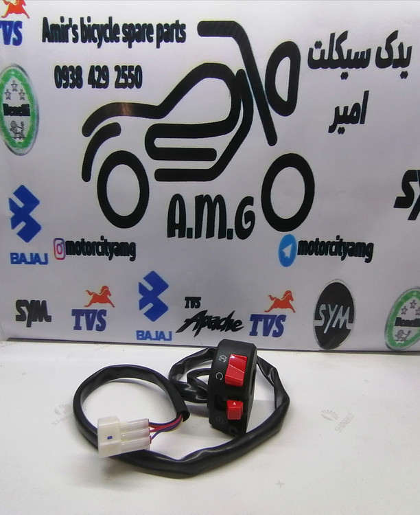 قلوه سوییچ استارت سمت راست بنلی ۳۰۰ دو سیلندر ریس، مدل چراغدار اصلی، رنگ مشکی فابریک