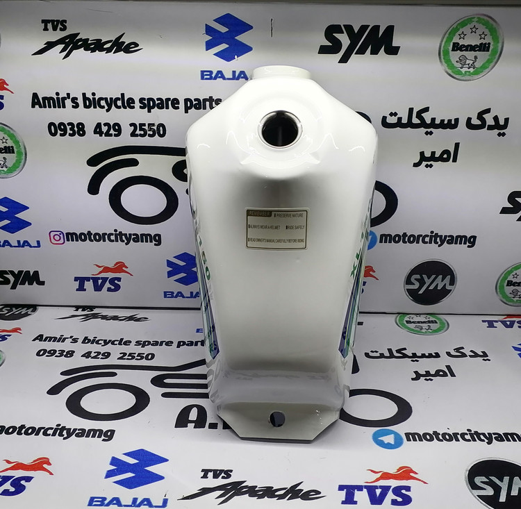 باک کامل موتور تریل XL (ایکس ال) سفید، مخزن بنزین فلزی باکیفیت و رنگ کوره ای سفید درخشان، مناسب برای مدلهای کلاسیک