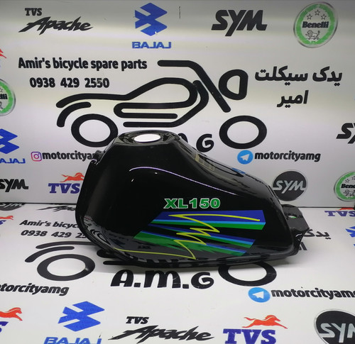 باک کامل موتور تریل XL (ایکس ال) مشکی، مخزن بنزین فلزی مستحکم با رنگ کورهای مشکی براق برای موتور تریل کلاسیک