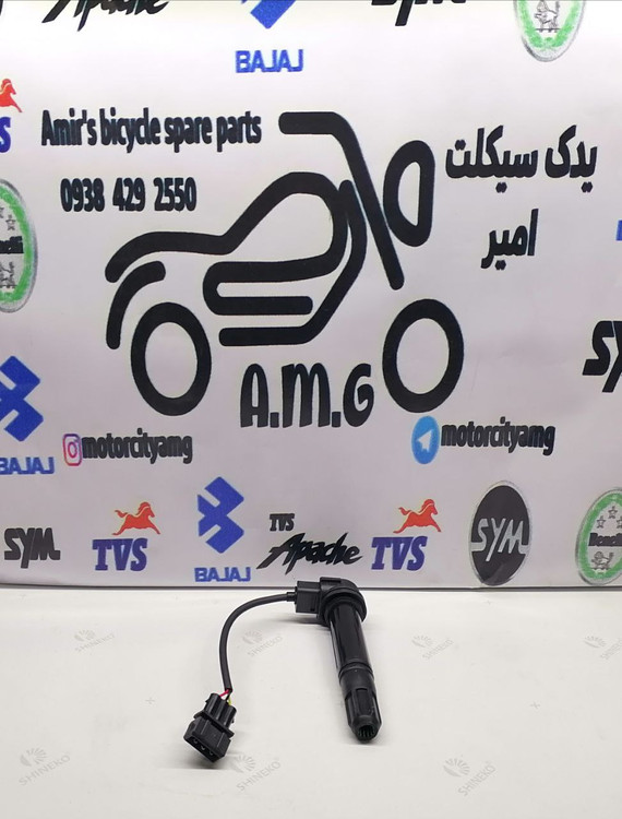 قطعه کوئل برق شمع موتورسیکلت بنلی ۳۰۰ دو سیلندر ریس رنگ مشکی