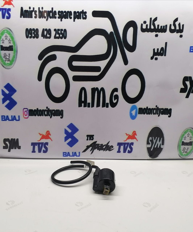 قطعه کویل برق شمع موتورسیکلت پالس ۱۸۰ و باکسر تک شمع رنگ مشکی